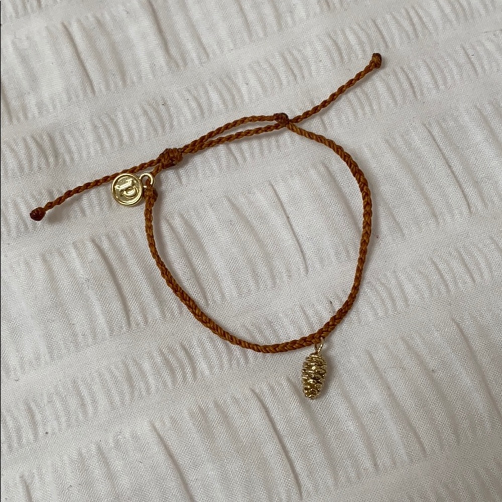 Brown and gold pinecone pura vida bracelet